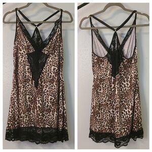 Black and Brown Lace Trim Chemise